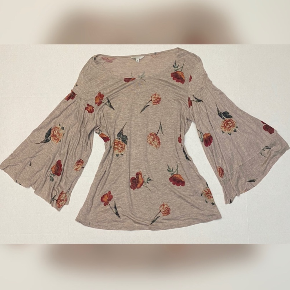 Lucky Brand Women’s Duquet Blouse – Floral Metallic Bell Sleeves, Size Medium - Picture 5 of 15